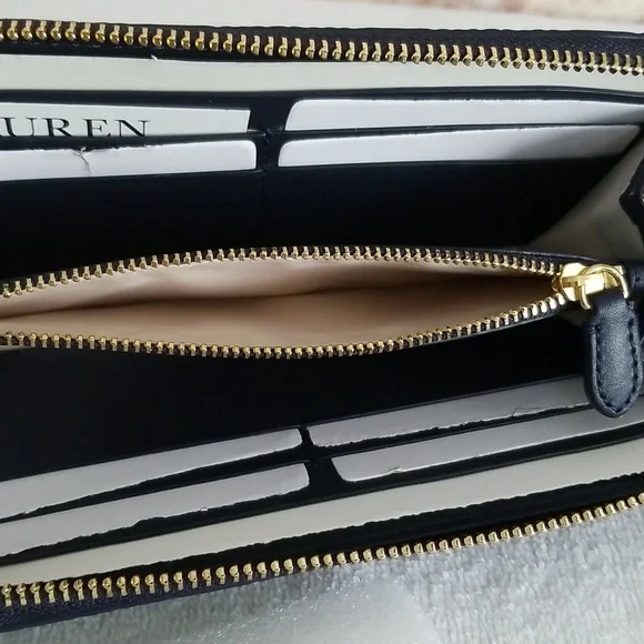 New Ralph Lauren Debossed Leather Continental Wallet